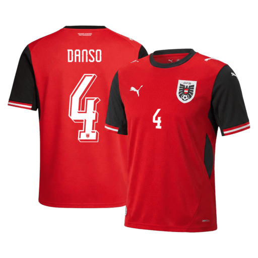 DANSO #4 Austria Home Soccer Jersey World Cup 2026 fan version