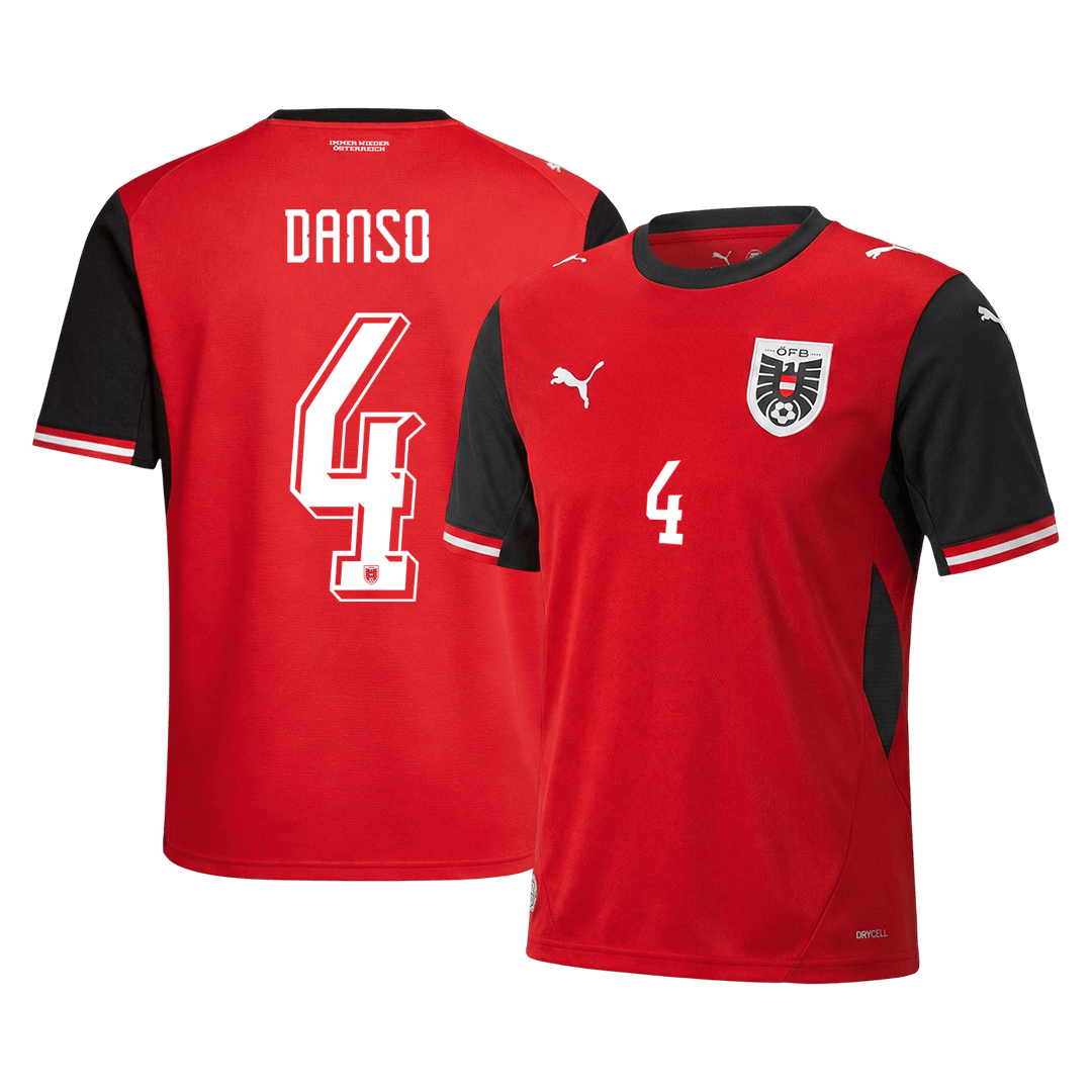 DANSO #4 Austria Home Soccer Jersey World Cup 2026 fan version